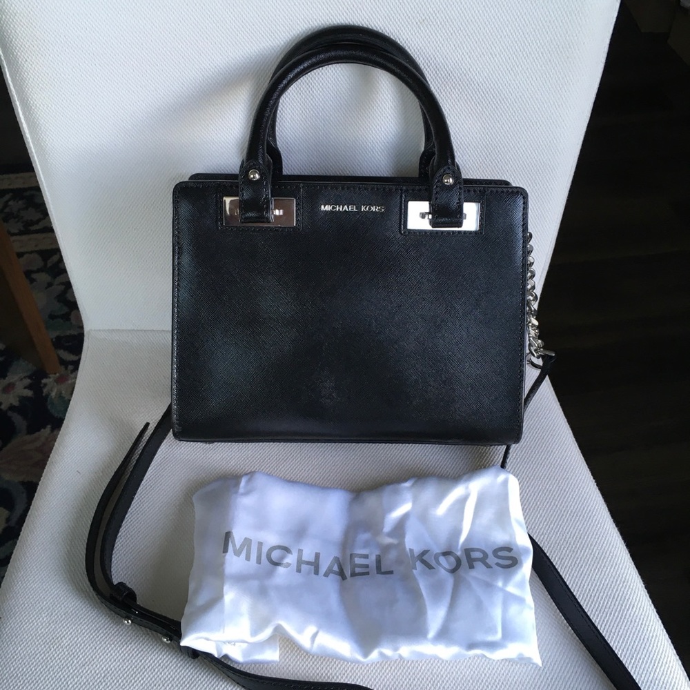 NWT Michael Kors Quinn small leather satchel black